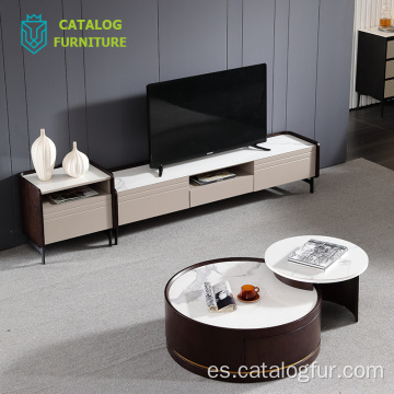 soporte de madera para TV y mesa de centro moderna